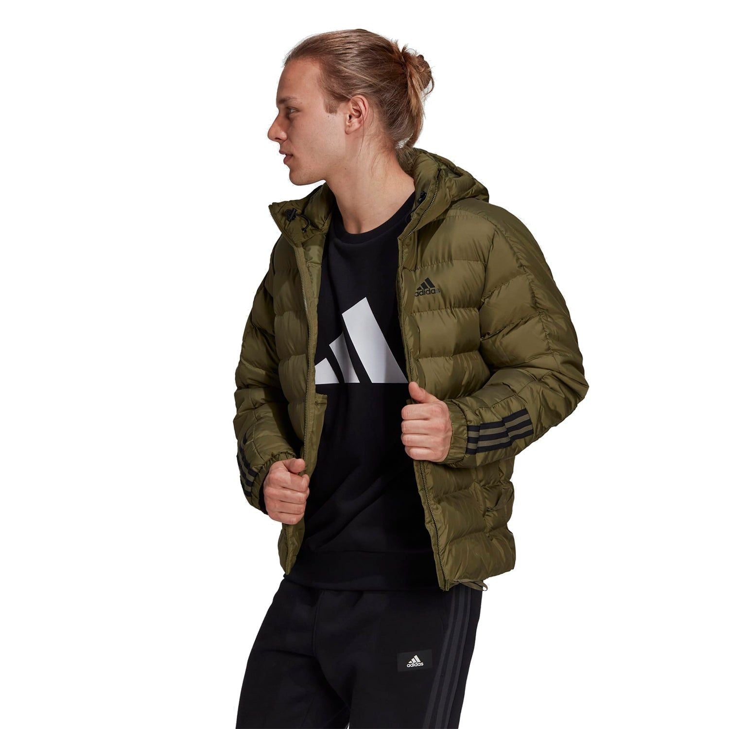 adidas Itavic 3-Stripes Midweight Hooded Jacket - Focus Olive - ViaductClothing -  -  