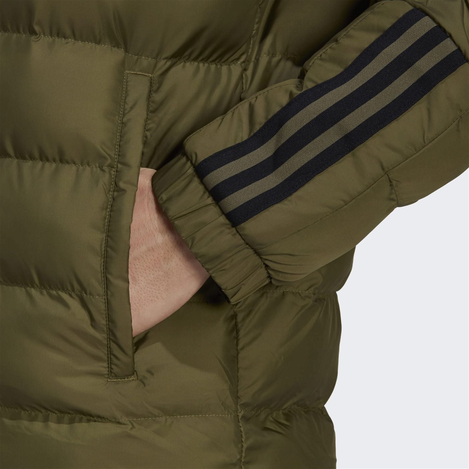 adidas Itavic 3-Stripes Midweight Hooded Jacket - Focus Olive - ViaductClothing -  -  