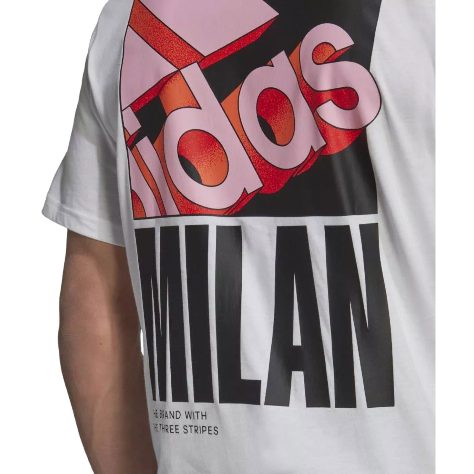 adidas Milan Graphic Print Logo T-Shirt - White - ViaductClothing -  -  