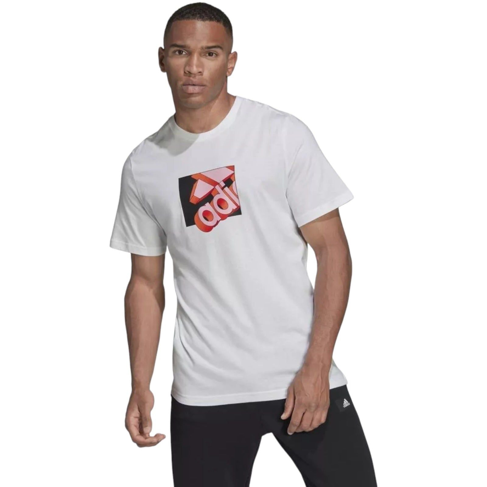 adidas Milan Graphic Print Logo T-Shirt - White - ViaductClothing -  -  