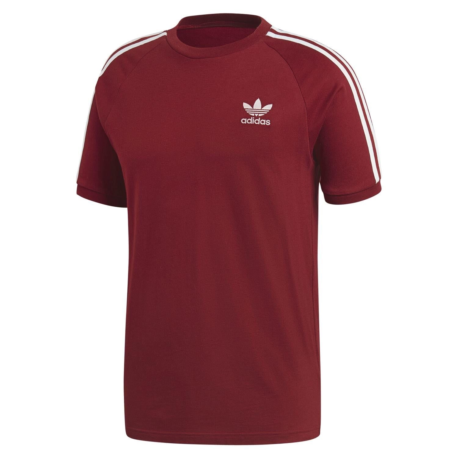 adidas Originals 3-Stripe T Shirt - Burgundy - ViaductClothing -  -  