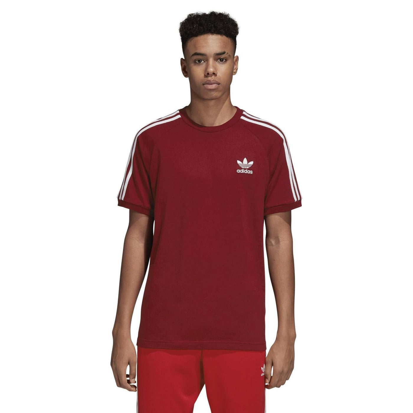 adidas Originals 3 Stripe T Shirt Burgundy ViaductClothing