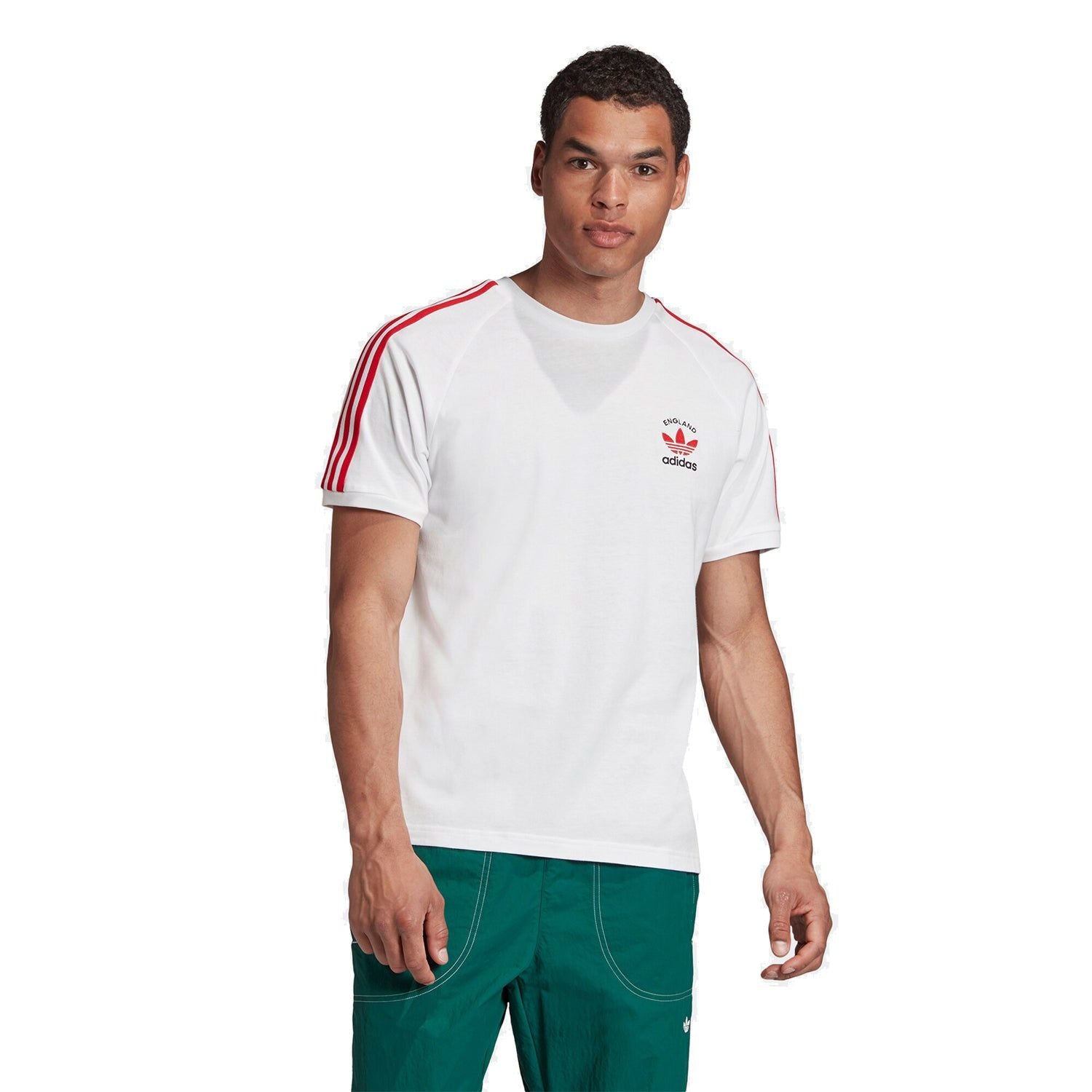 adidas Originals 3-Stripe Tee 'England' - White & Scarlet - ViaductClothing -  -  