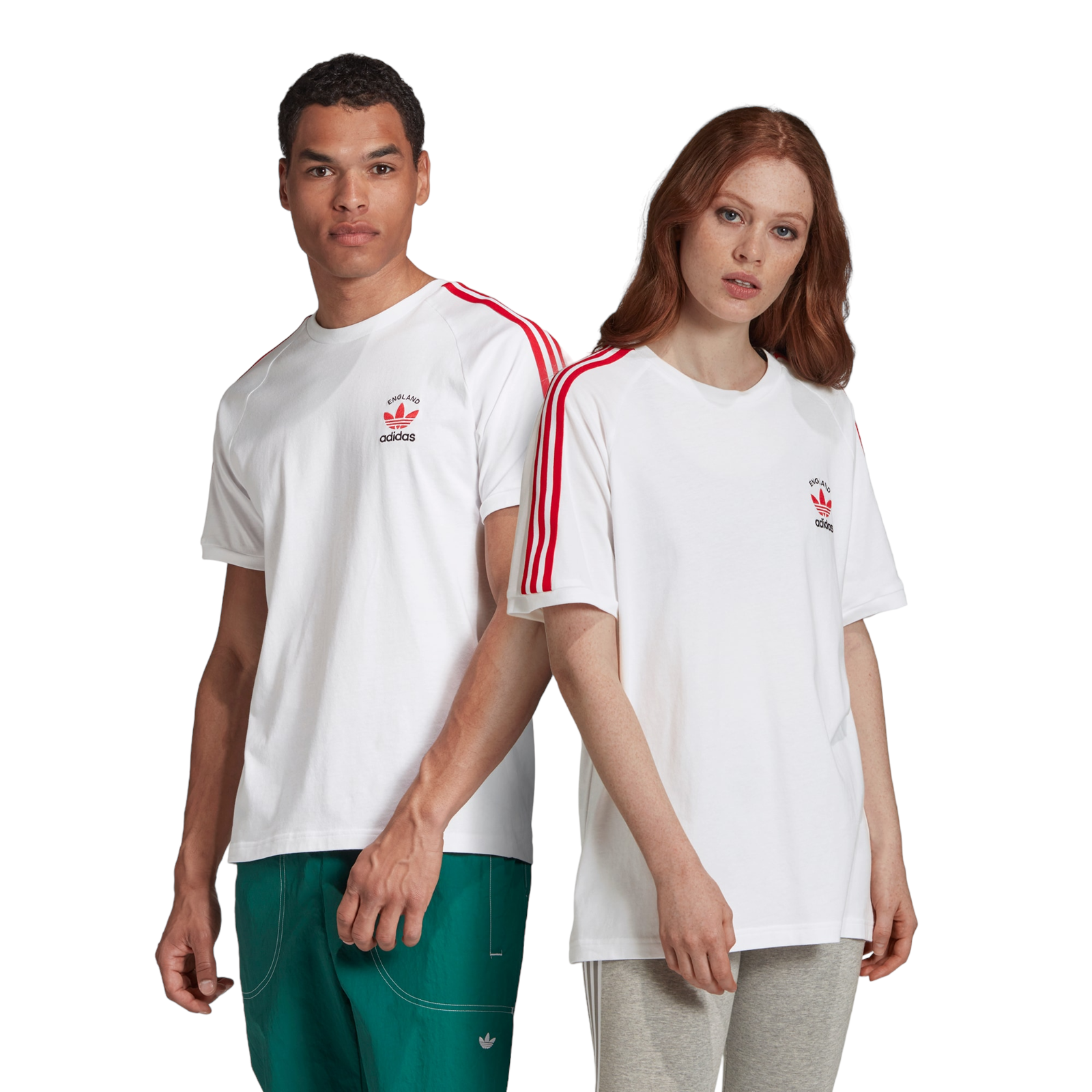 adidas Originals 3-Stripe Tee 'England' - White & Scarlet - ViaductClothing -  -  