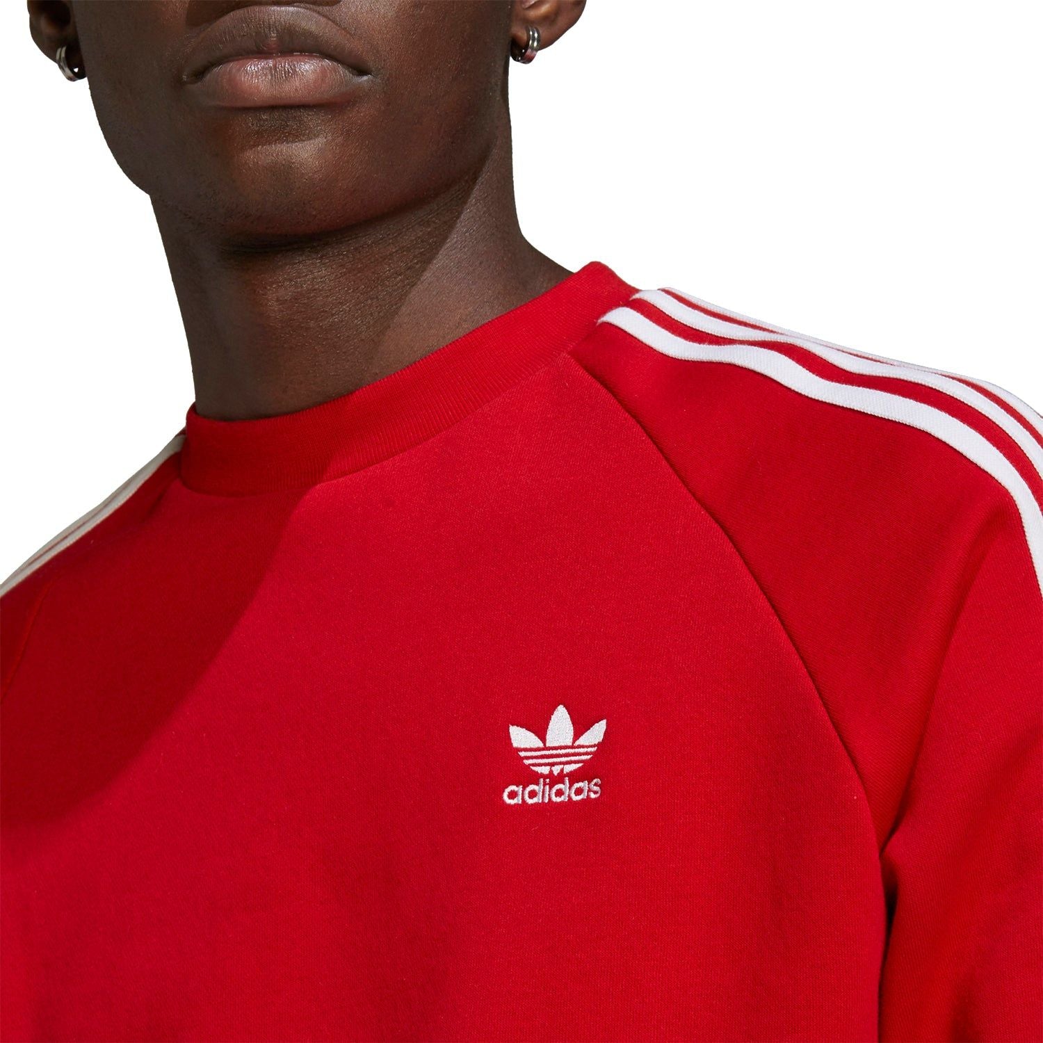 adidas Originals 3-Stripes Crewneck Sweatshirt - Red - ViaductClothing -  -  