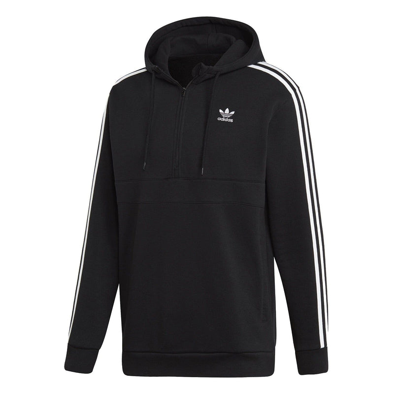 adidas Originals 3-Stripes Half Zip Hoodie - Black - ViaductClothing -  -  