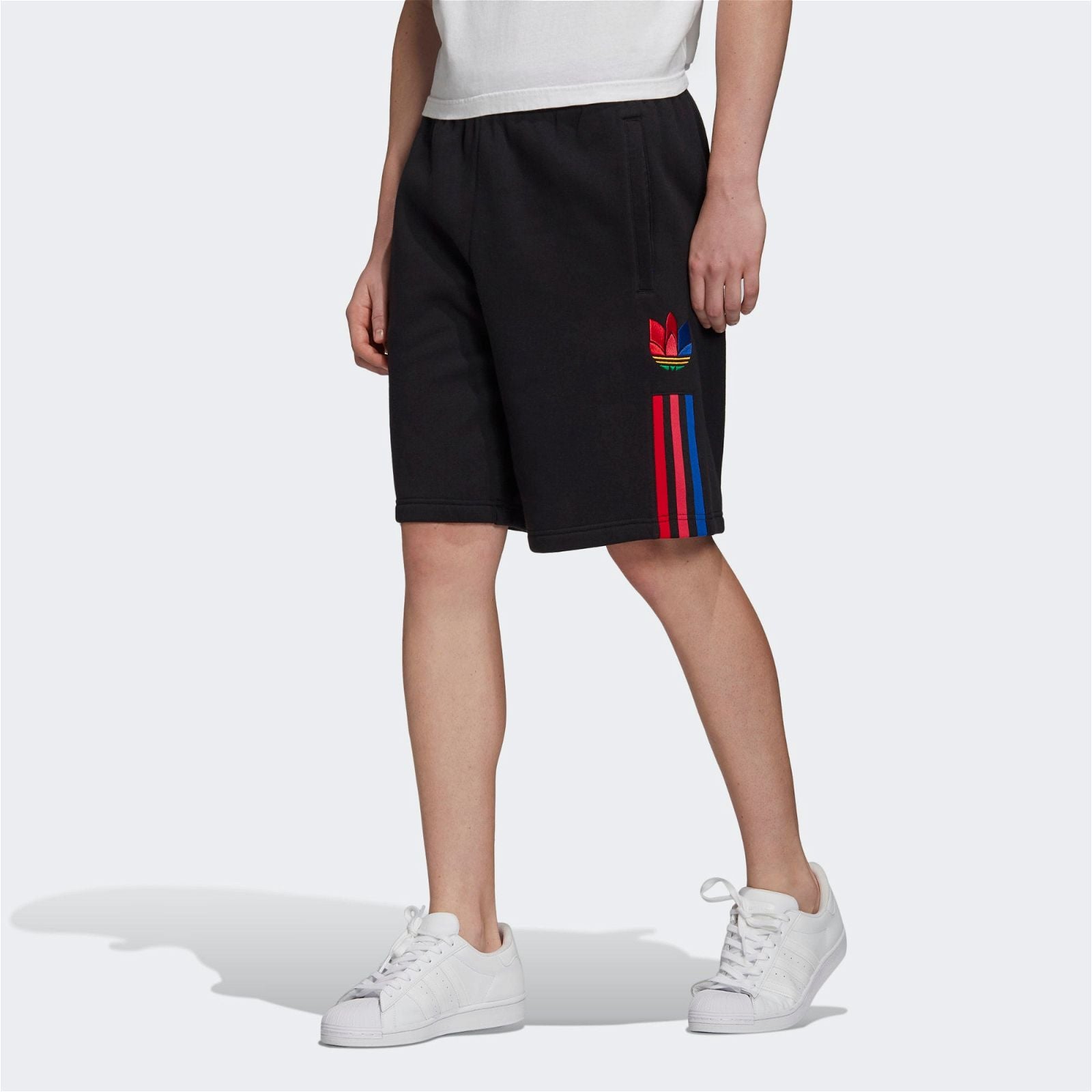 adidas Originals 3D Trefoil 3-Stripes Sweat Shorts - Black - ViaductClothing -  -  