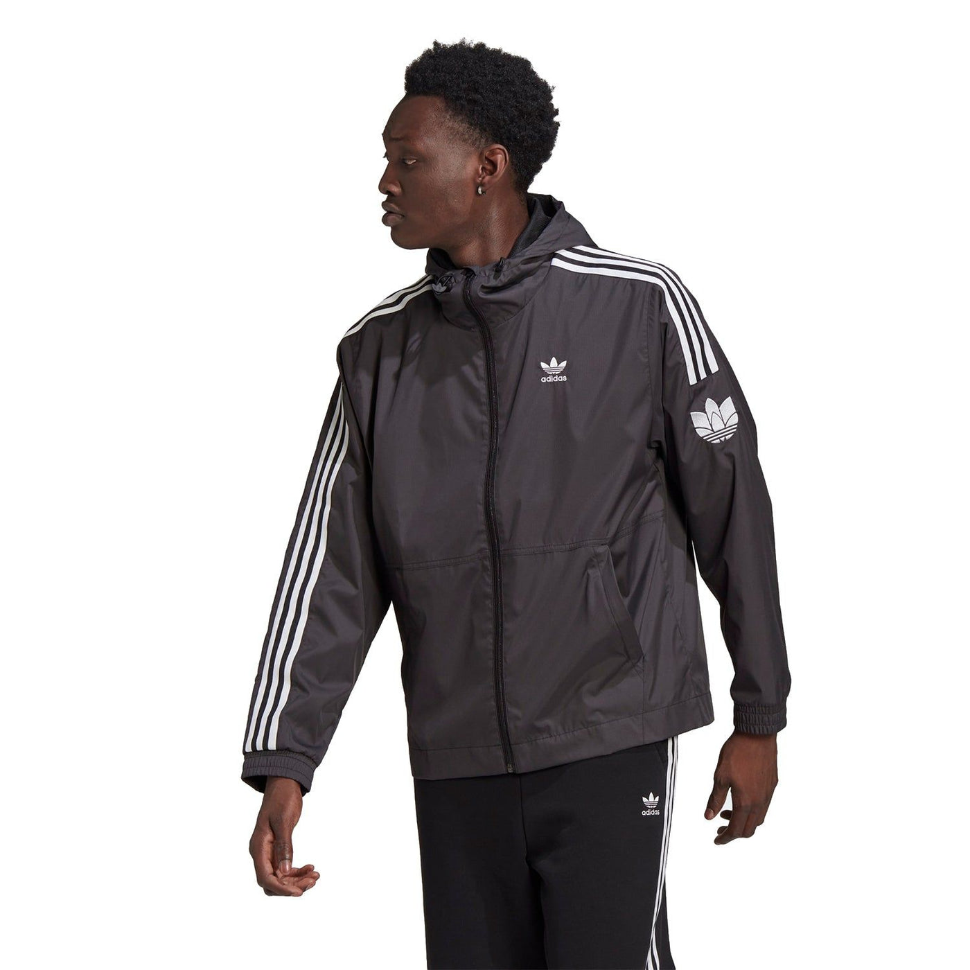 Black adidas windbreaker best sale