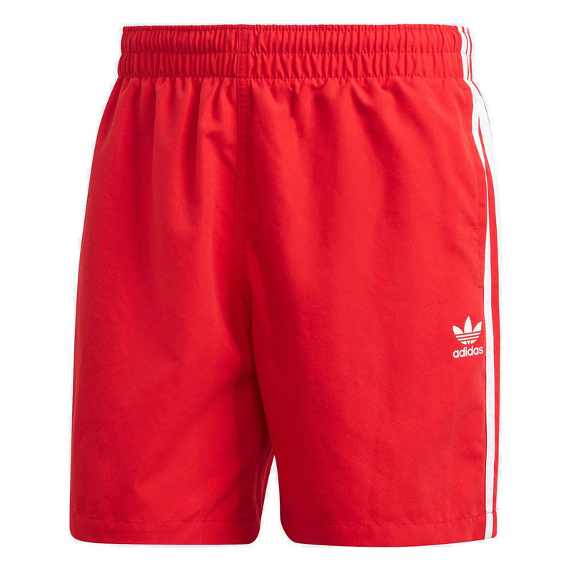 adidas Originals 3 Stripe Swim Shorts - Red - ViaductClothing -  -  
