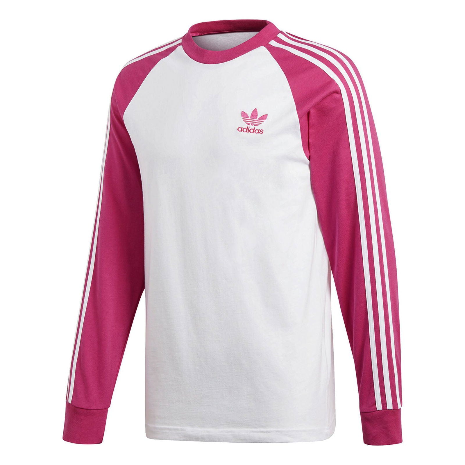 adidas Originals 3 Stripes Long Sleeve T Shirt - Pink - ViaductClothing -  -  
