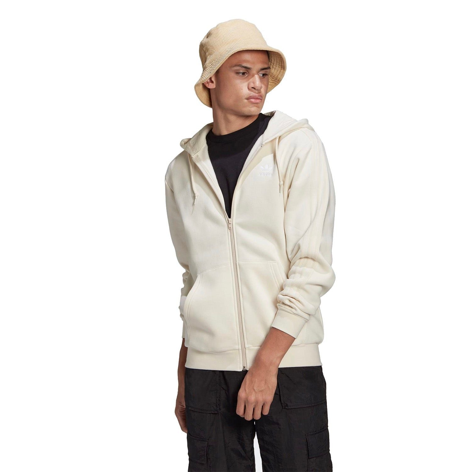 adidas Originals Adicolor 3-Stripes Full-Zip No-Dye Hoodie - White - ViaductClothing -  -  