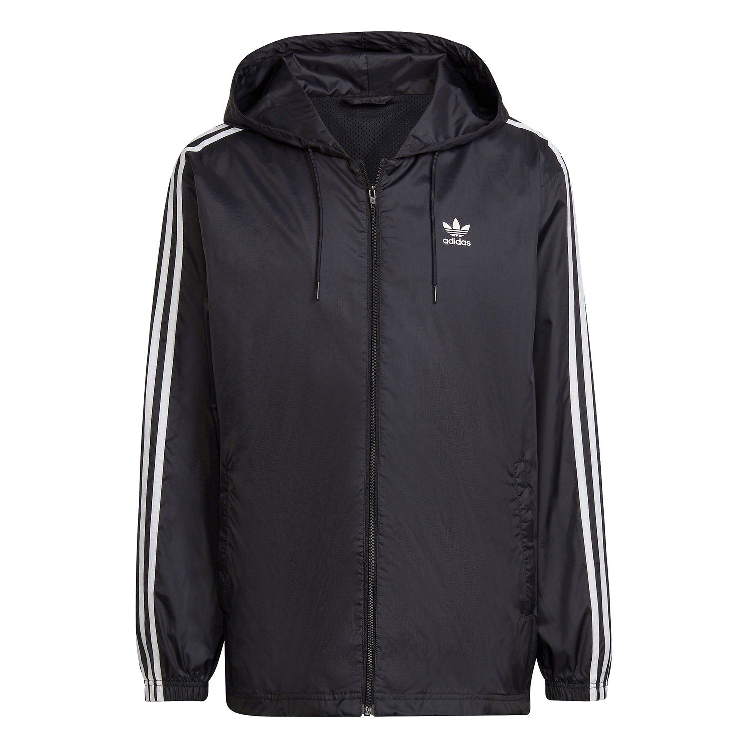 adidas Originals Adicolor 3-Stripes Windbreaker Full Zip Jacket - Black - ViaductClothing -  -  
