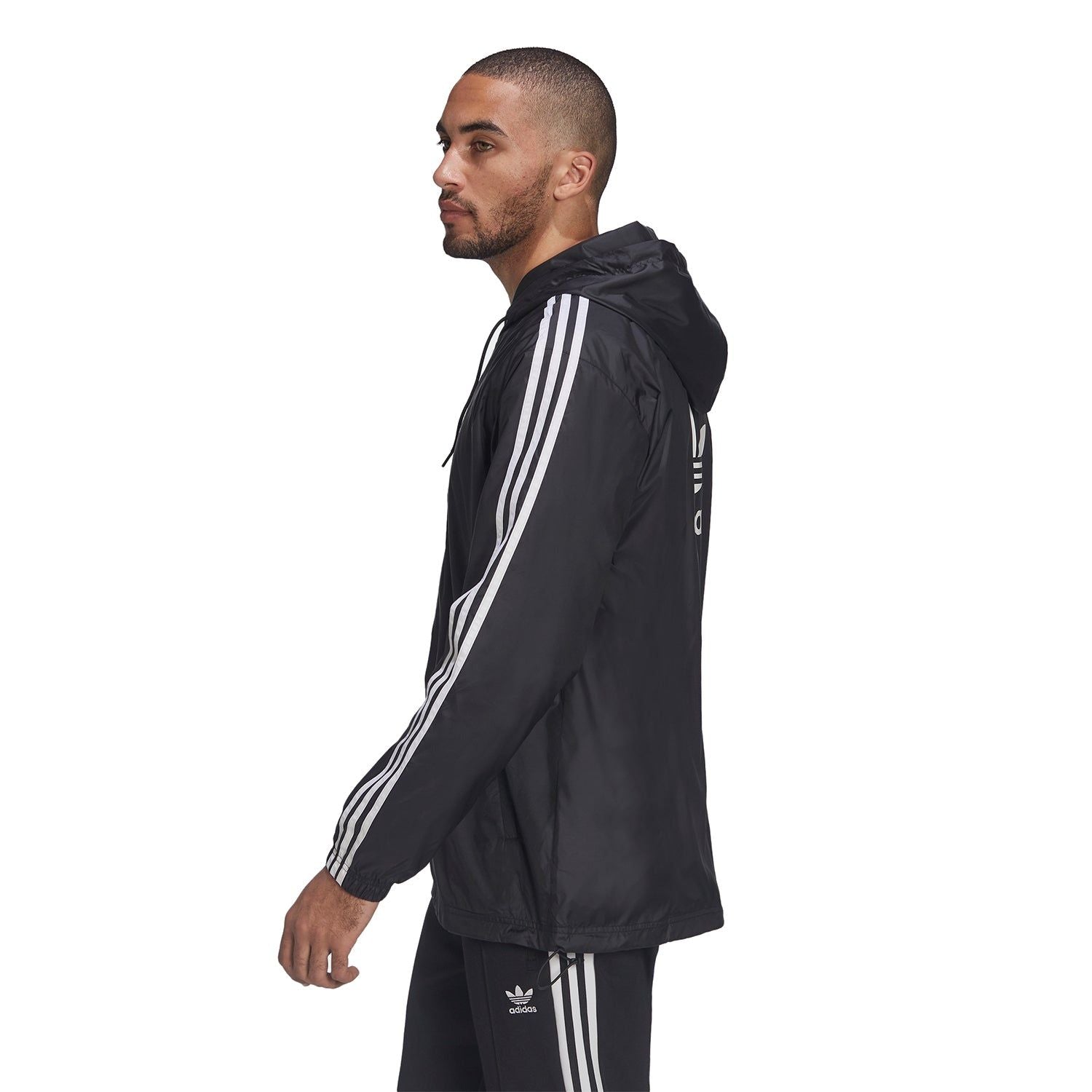 adidas Originals Adicolor 3-Stripes Windbreaker Full Zip Jacket - Black - ViaductClothing -  -  