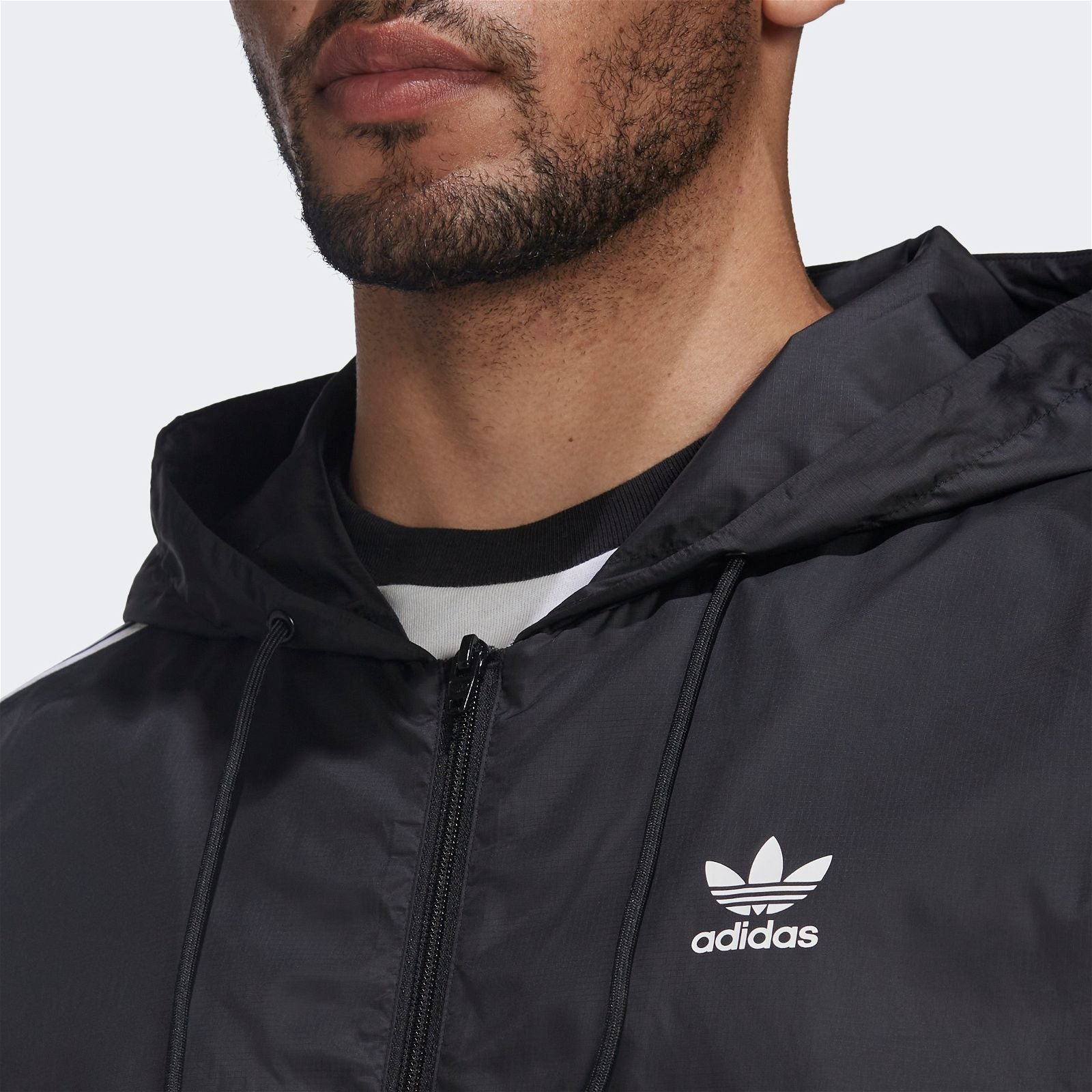 adidas Originals Adicolor 3-Stripes Windbreaker Full Zip Jacket - Black - ViaductClothing -  -  