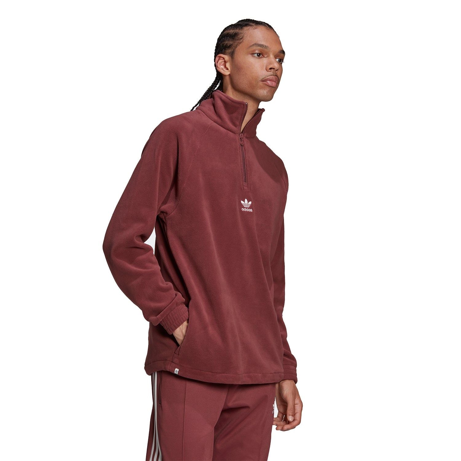 adidas Originals Adicolor Classics Teddy Fleece Half-Zip Jacket - Crimson - ViaductClothing -  -  