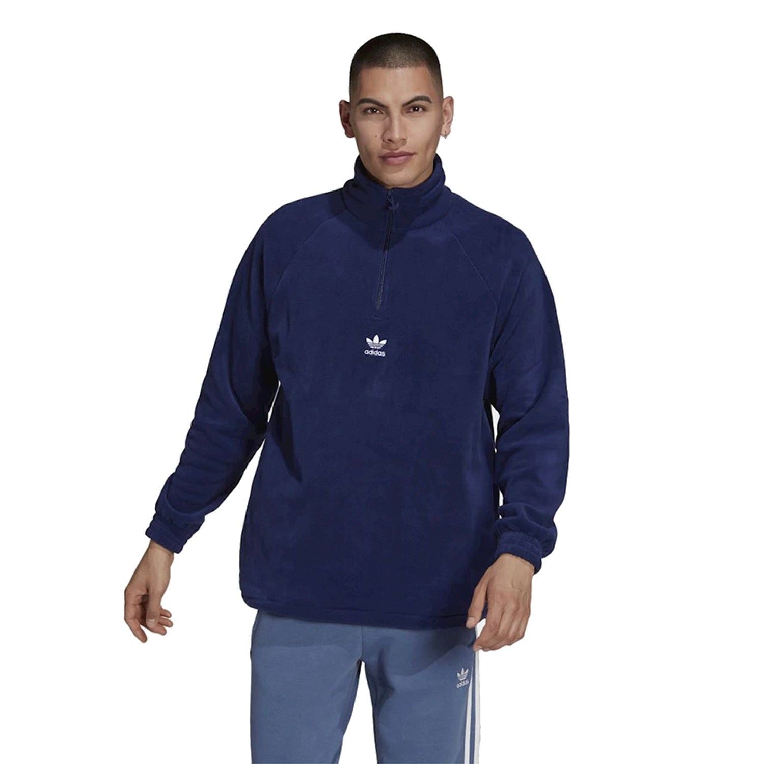 adidas Originals Adicolor Classics Teddy Fleece Half-Zip Jacket - Navy - ViaductClothing -  -  