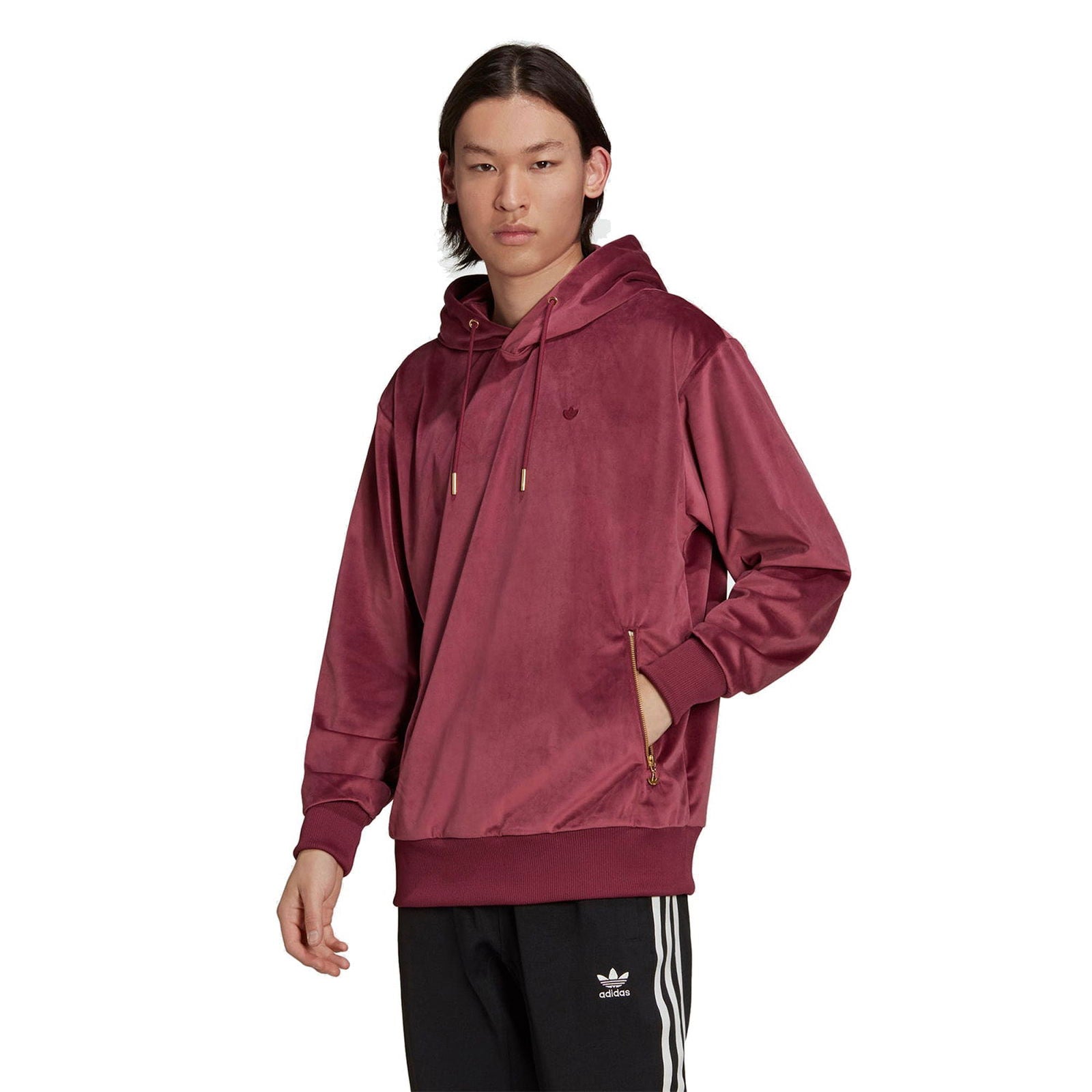 adidas Originals Adicolor Velour Hoodie - Burgundy - ViaductClothing -  -  