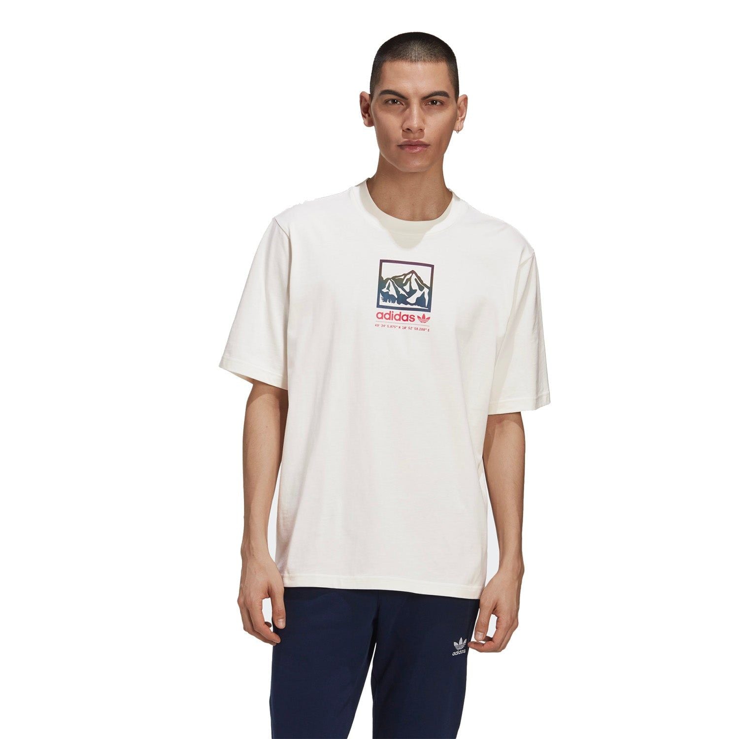 adidas Originals Adiplore 2.0 Centre Logo Tee - Off White - ViaductClothing -  -  