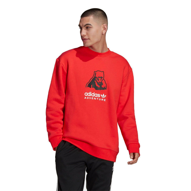 adidas Originals Adventure ADV Polar Big Logo Crew Sweatshirt - Red - ViaductClothing -  -  