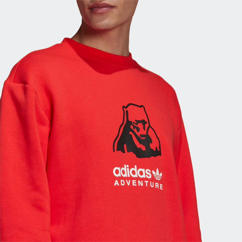 adidas Originals Adventure ADV Polar Big Logo Crew Sweatshirt - Red - ViaductClothing -  -  