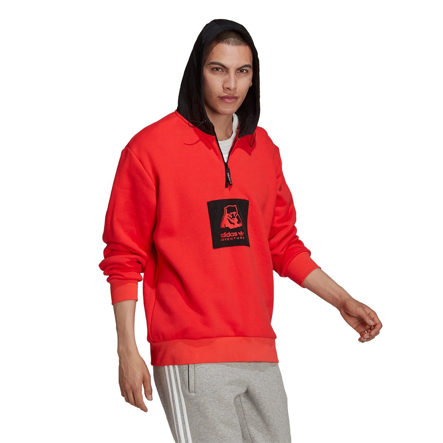 adidas Originals Adventure Polar Bear Hoodie - Bright Red - ViaductClothing -  -  