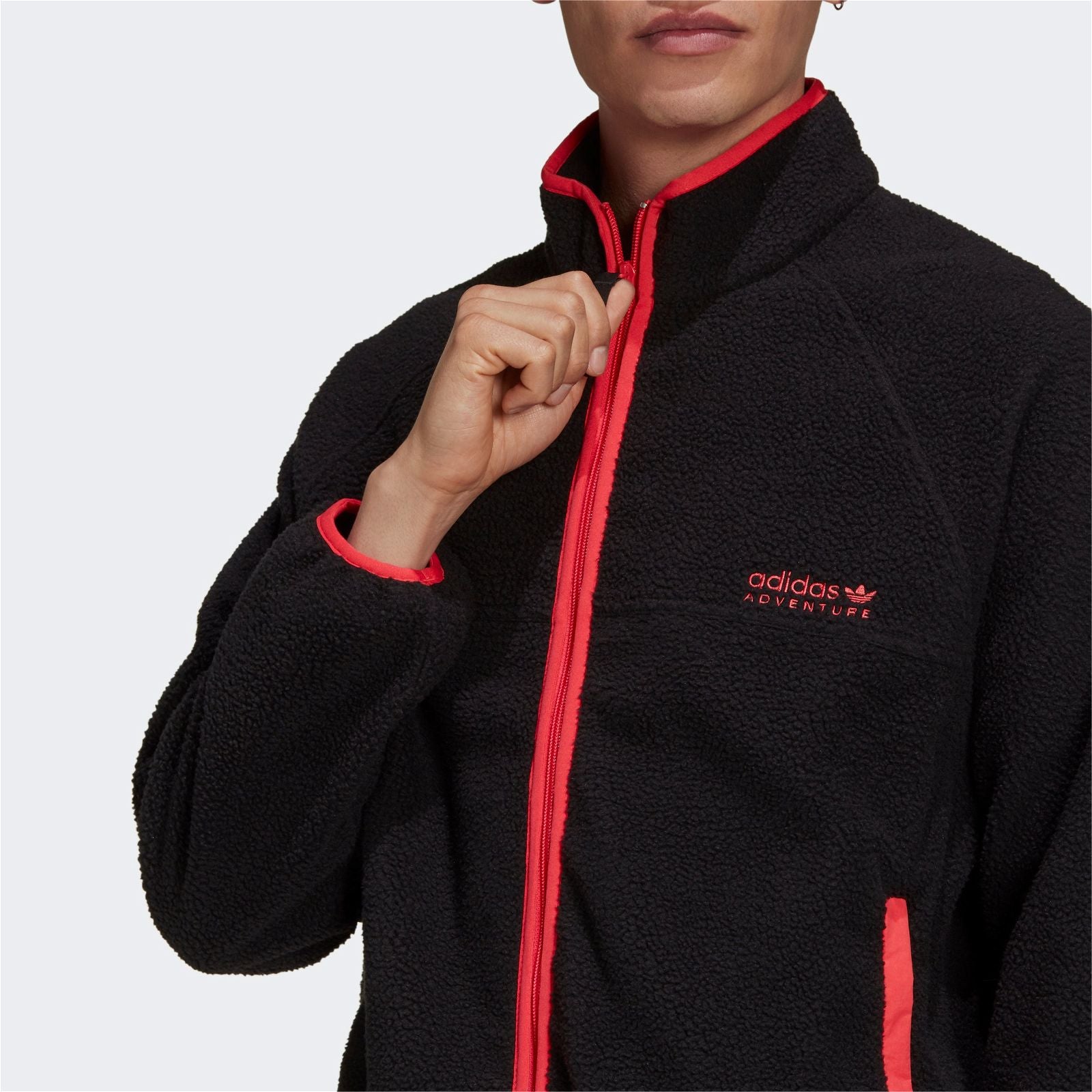 adidas Originals Adventure Polar Fleece Zip-Through Track Jacket - Black - ViaductClothing -  -  