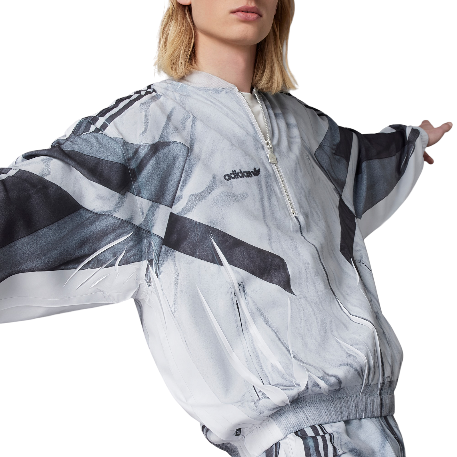 adidas Originals Blue Version Half-Zip Soccer Track Top - Grey - ViaductClothing -  -  