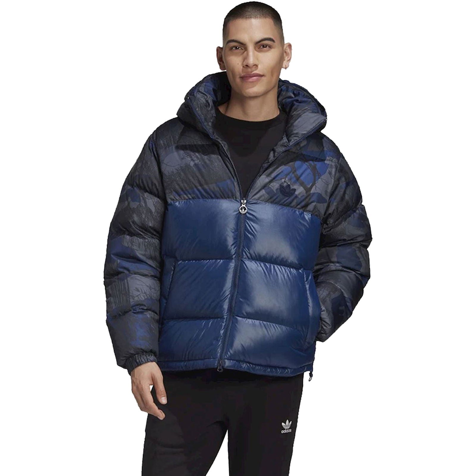 adidas Originals Down Regen Blocked Camo Print Puffer Jacket - Blue - ViaductClothing -  -  