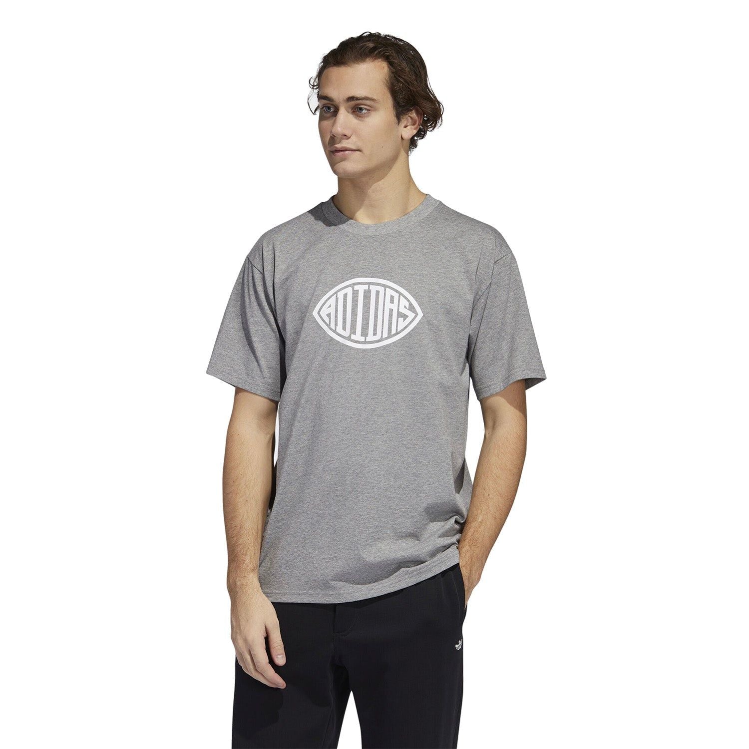 adidas Originals Football Logo T-Shirt - Grey - ViaductClothing -  -  
