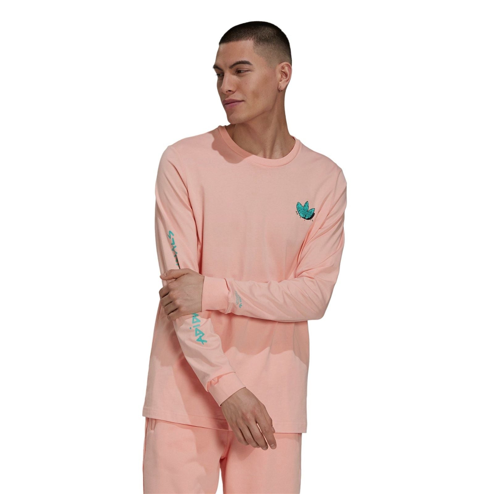 adidas Originals Funny Dino Long Sleeve T-Shirt - Pink - ViaductClothing -  -  