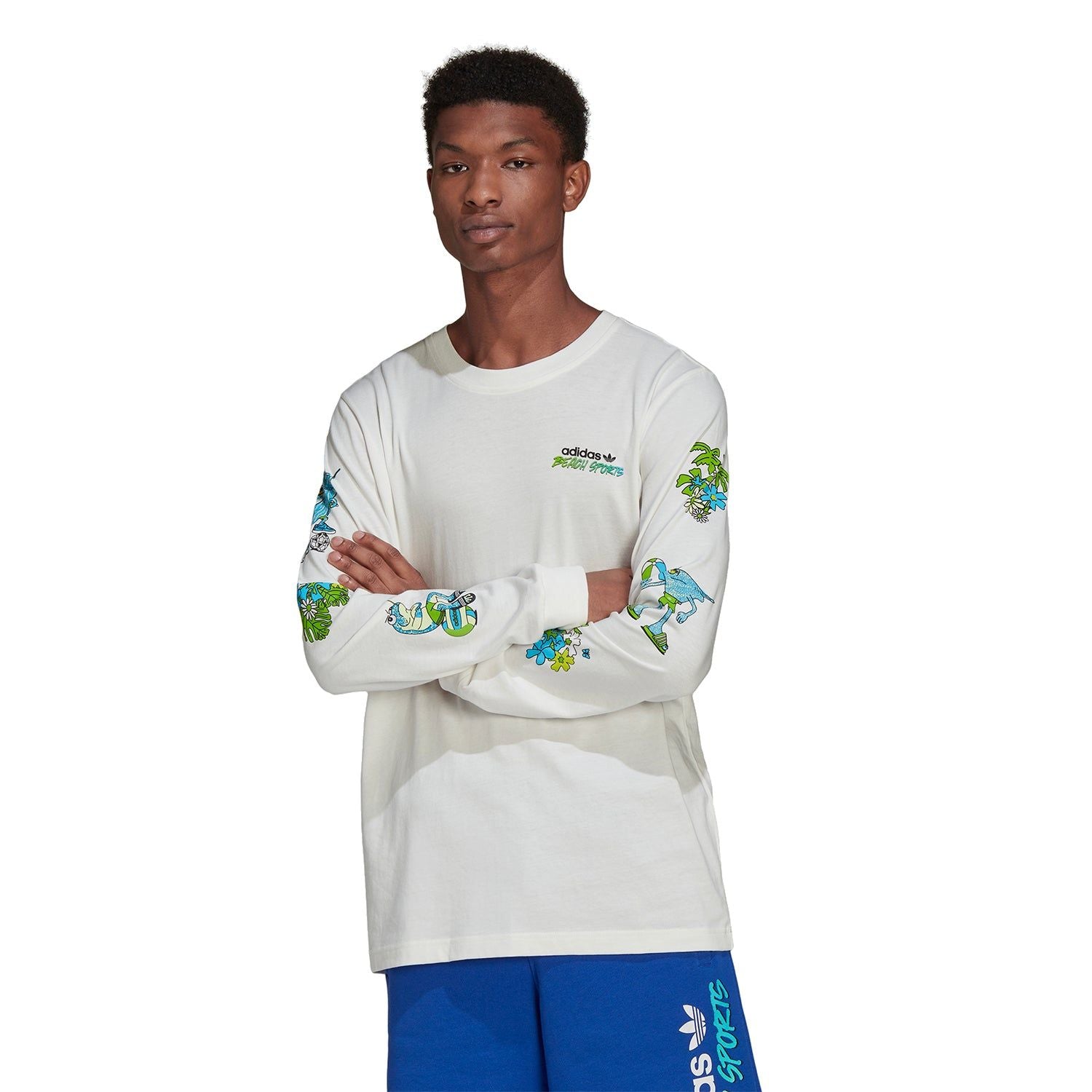 adidas Originals Graphic Stoked Fish Long Sleeve T-Shirt - White - ViaductClothing -  -  