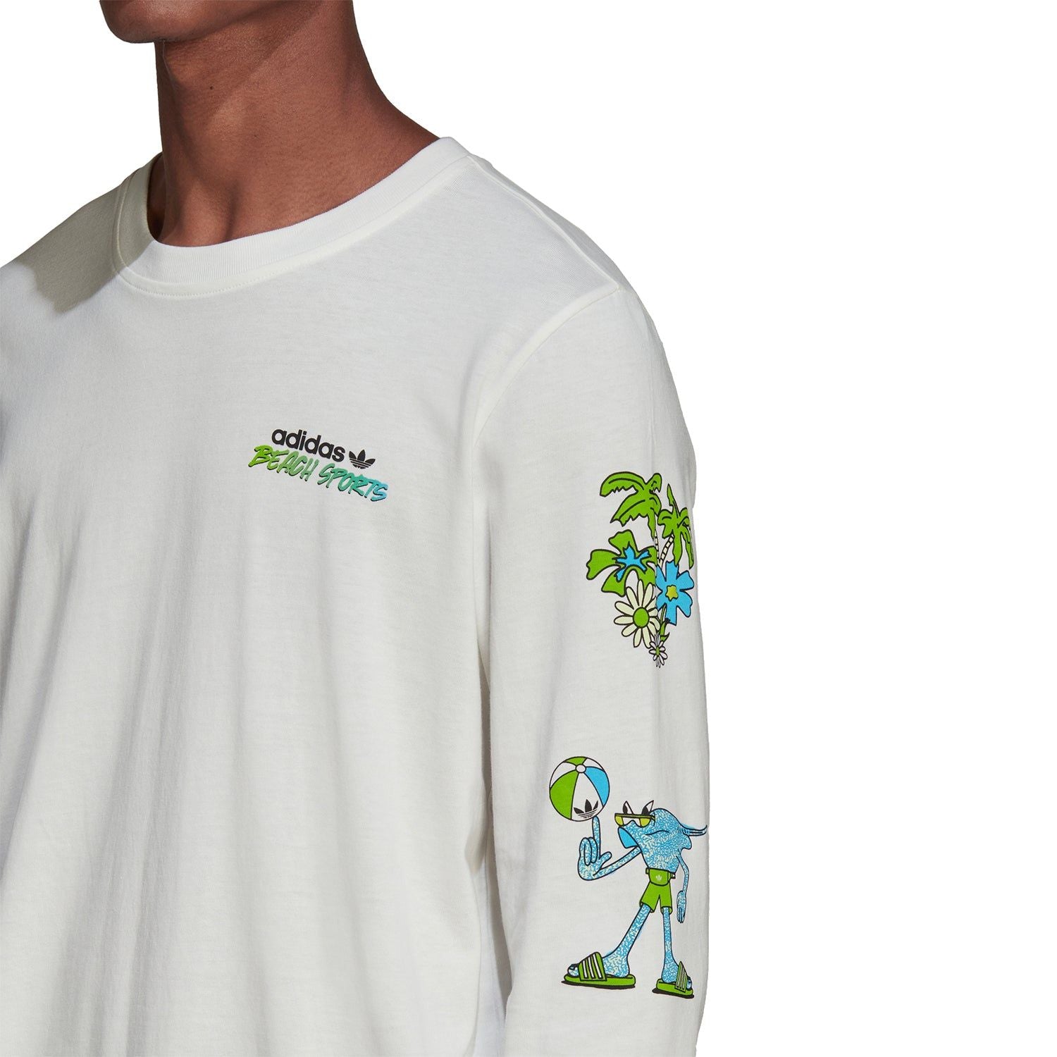 adidas Originals Graphic Stoked Fish Long Sleeve T-Shirt - White - ViaductClothing -  -  