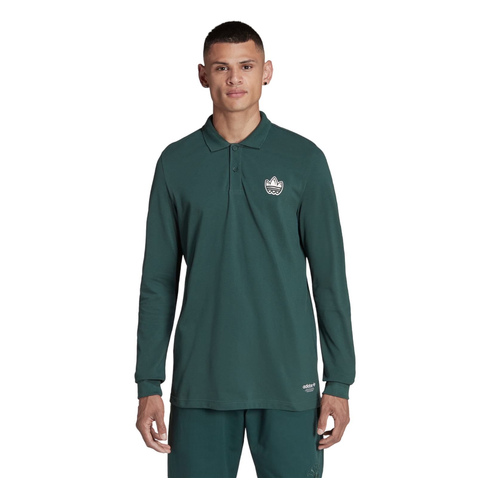adidas Originals Graphics Campus Long Sleeve Polo Shirt - Green - ViaductClothing -  -  