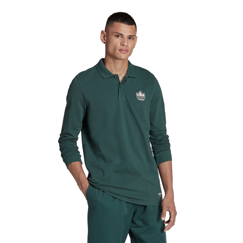 adidas Originals Graphics Campus Long Sleeve Polo Shirt - Green - ViaductClothing -  -  