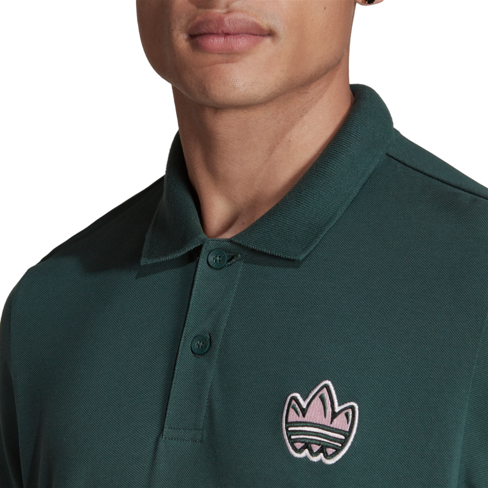 adidas Originals Graphics Campus Long Sleeve Polo Shirt - Green - ViaductClothing -  -  