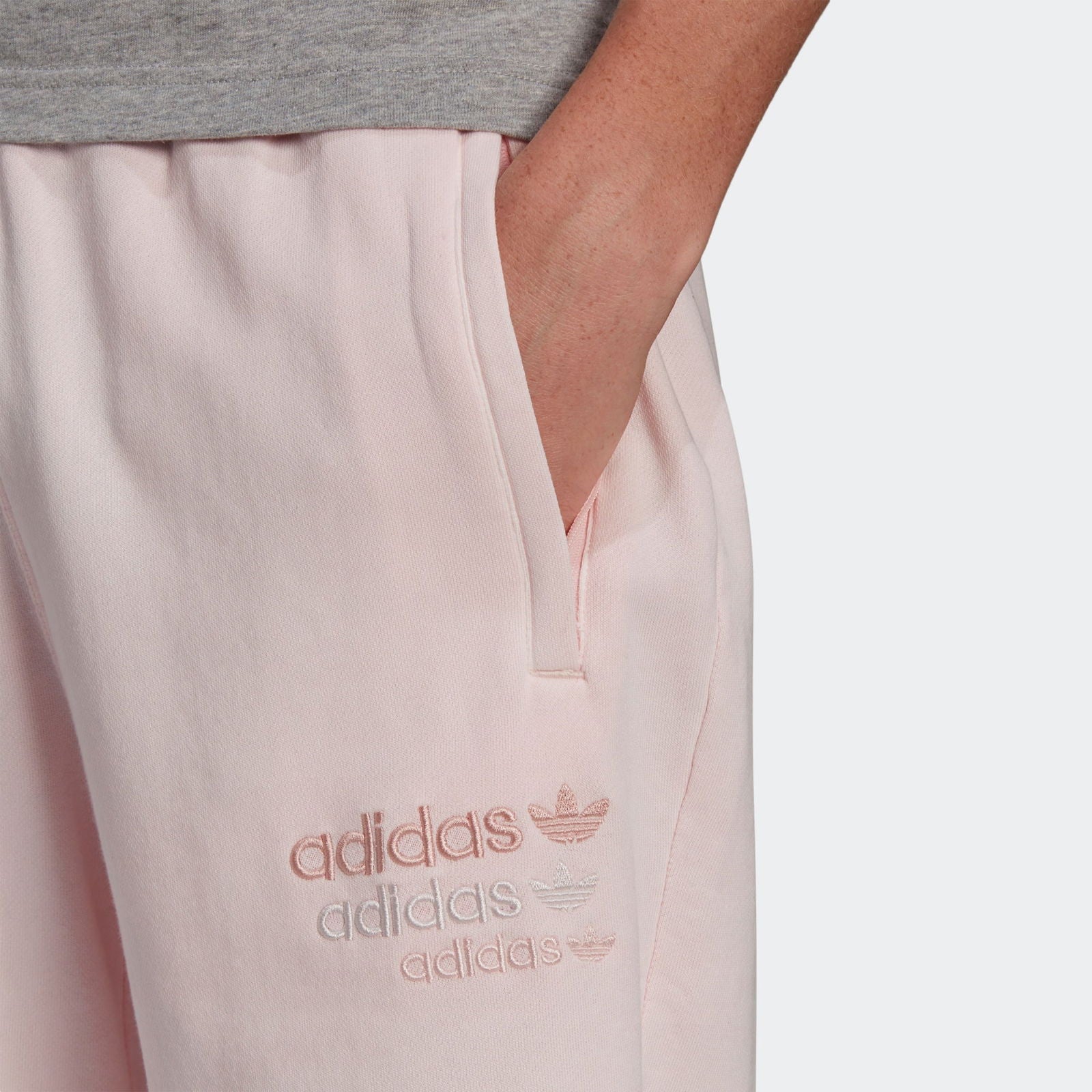 adidas Originals Linear Logo Sweat Shorts - Halo Pink - ViaductClothing -  -  