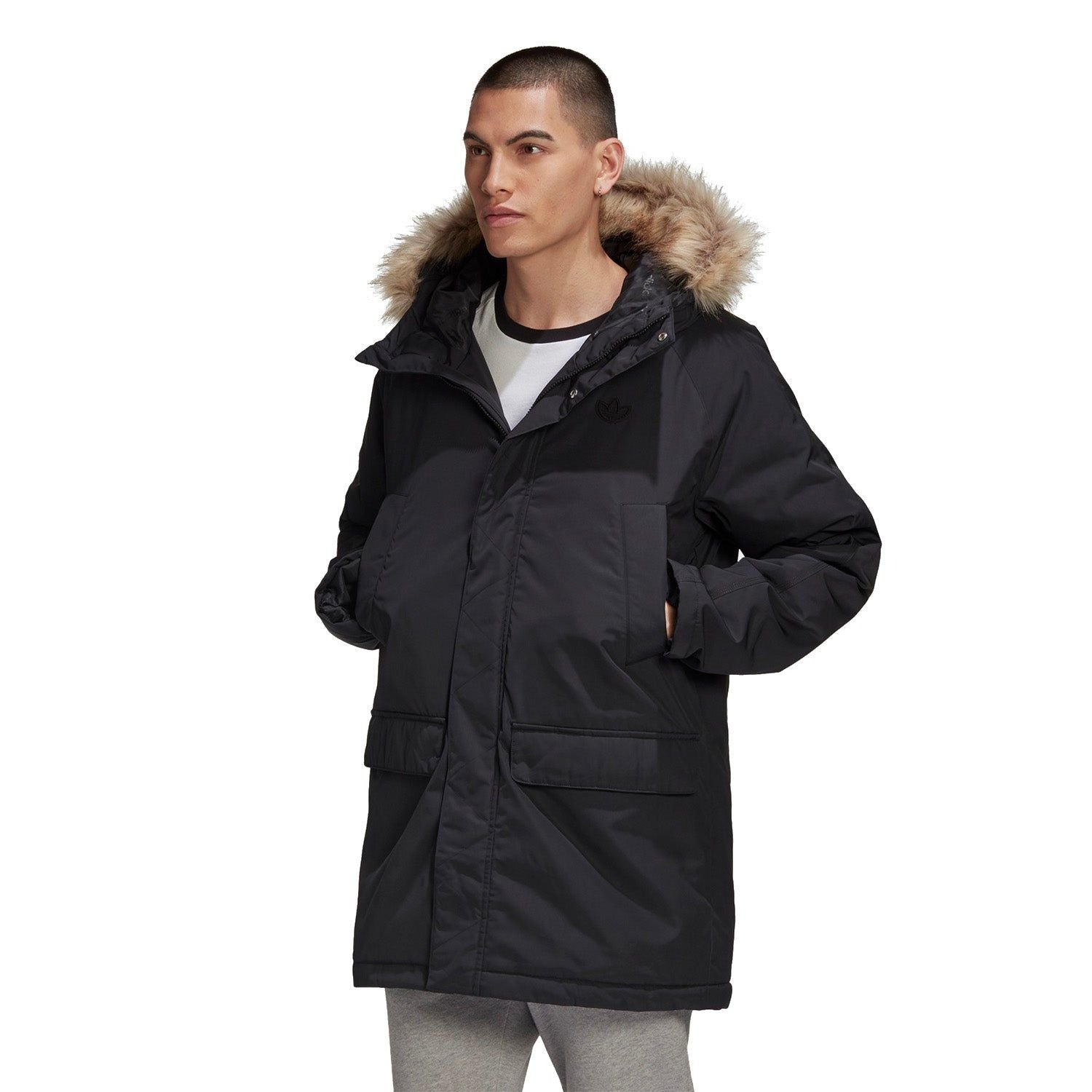 adidas Originals Long Fur Parka Coat - Black - ViaductClothing -  -  