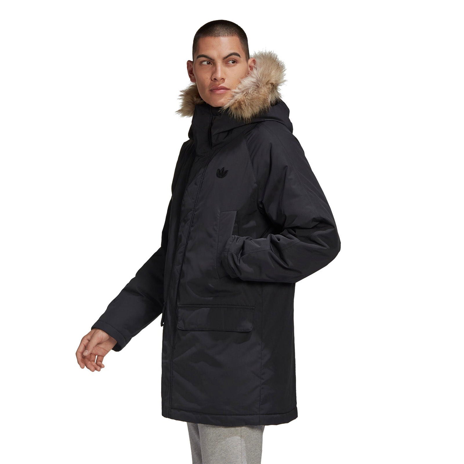 adidas Originals Long Fur Parka Coat - Black - ViaductClothing -  -  