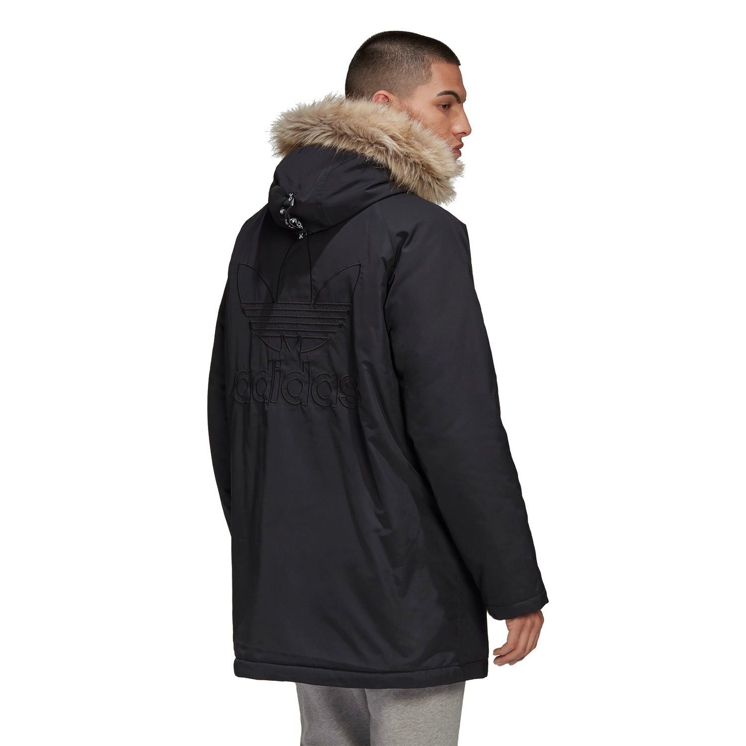 adidas Originals Long Fur Parka Coat - Black - ViaductClothing -  -  