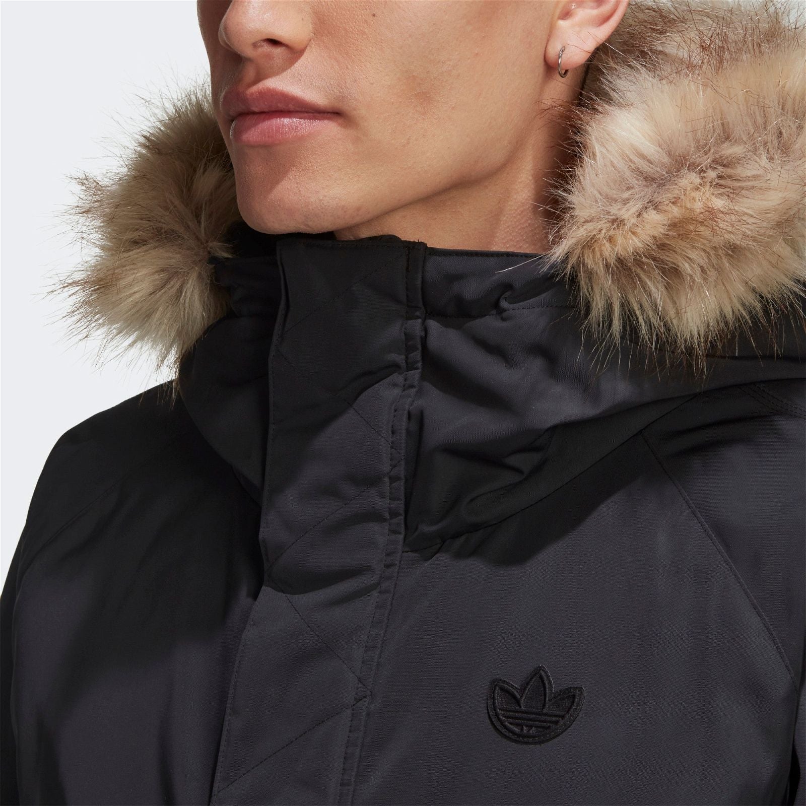 adidas Originals Long Fur Parka Coat - Black - ViaductClothing -  -  
