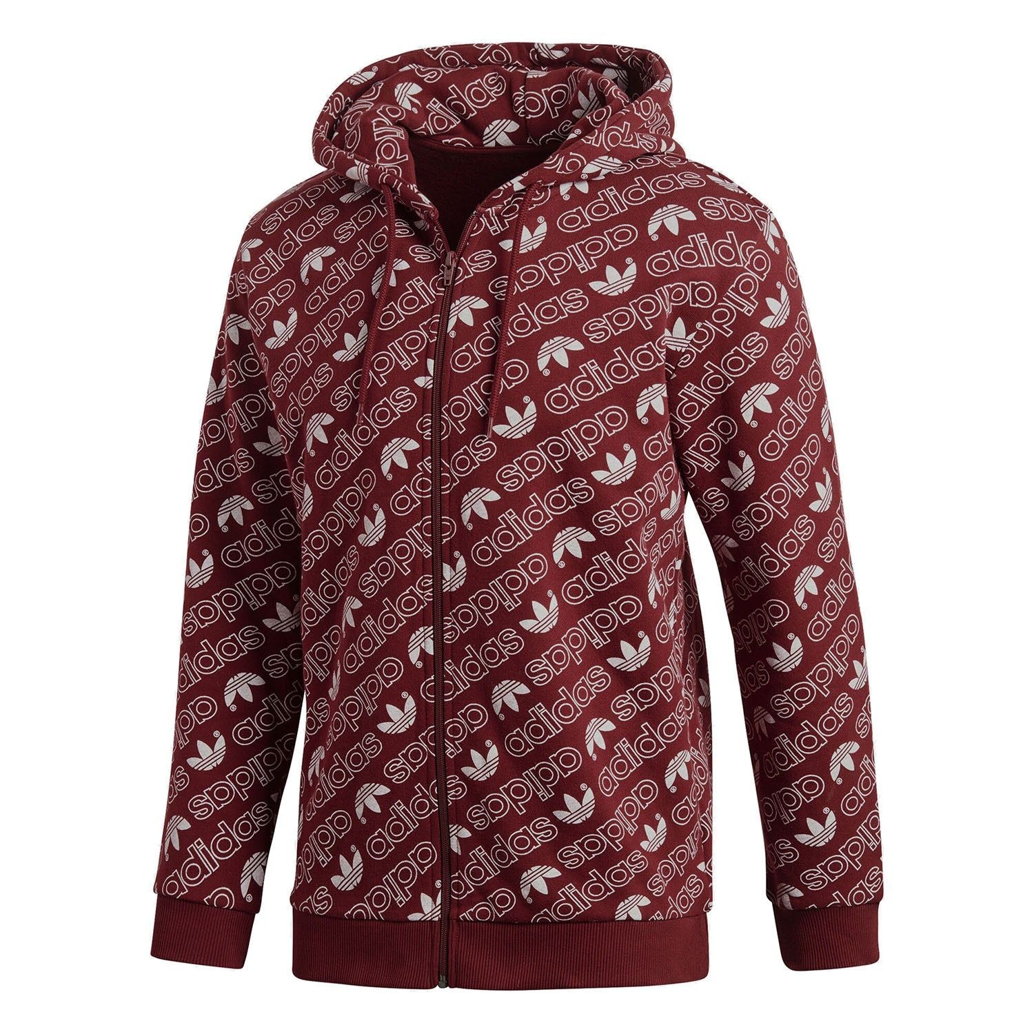 adidas Originals Monogram Full Zip Hoodie - Burgundy - ViaductClothing -  -  