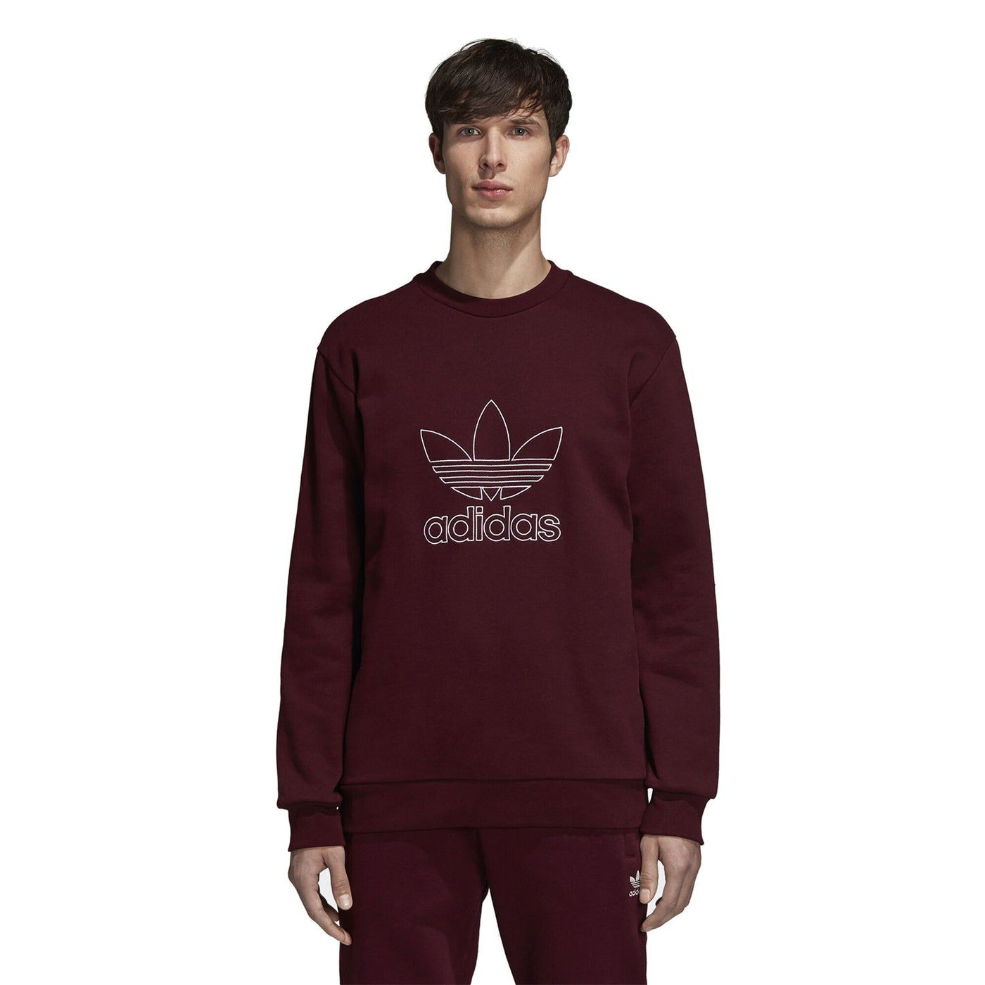 adidas Originals Outline Crew Sweatshirt Maroon DH5764 ViaductClothing