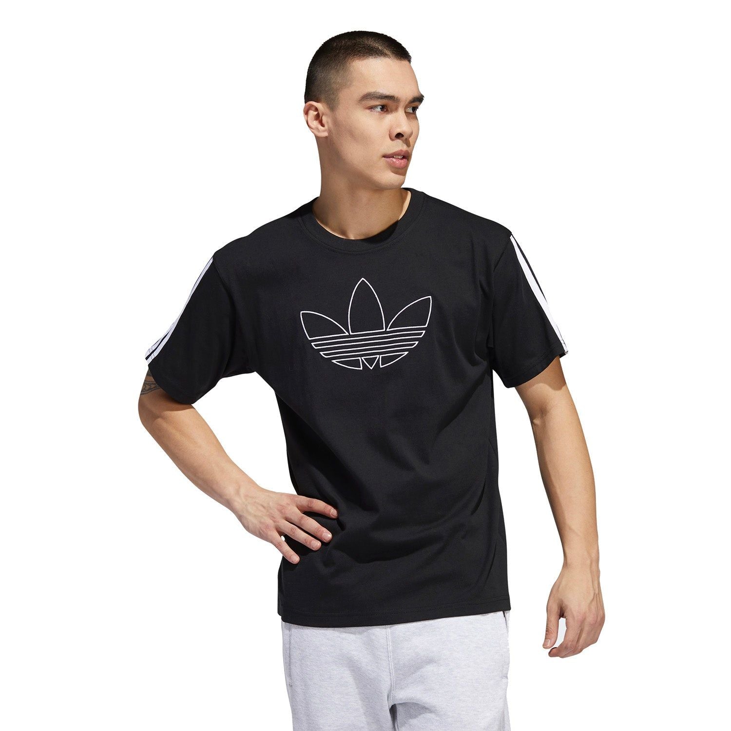 adidas Originals Outline Trefoil Tee - Black - ViaductClothing -  -  