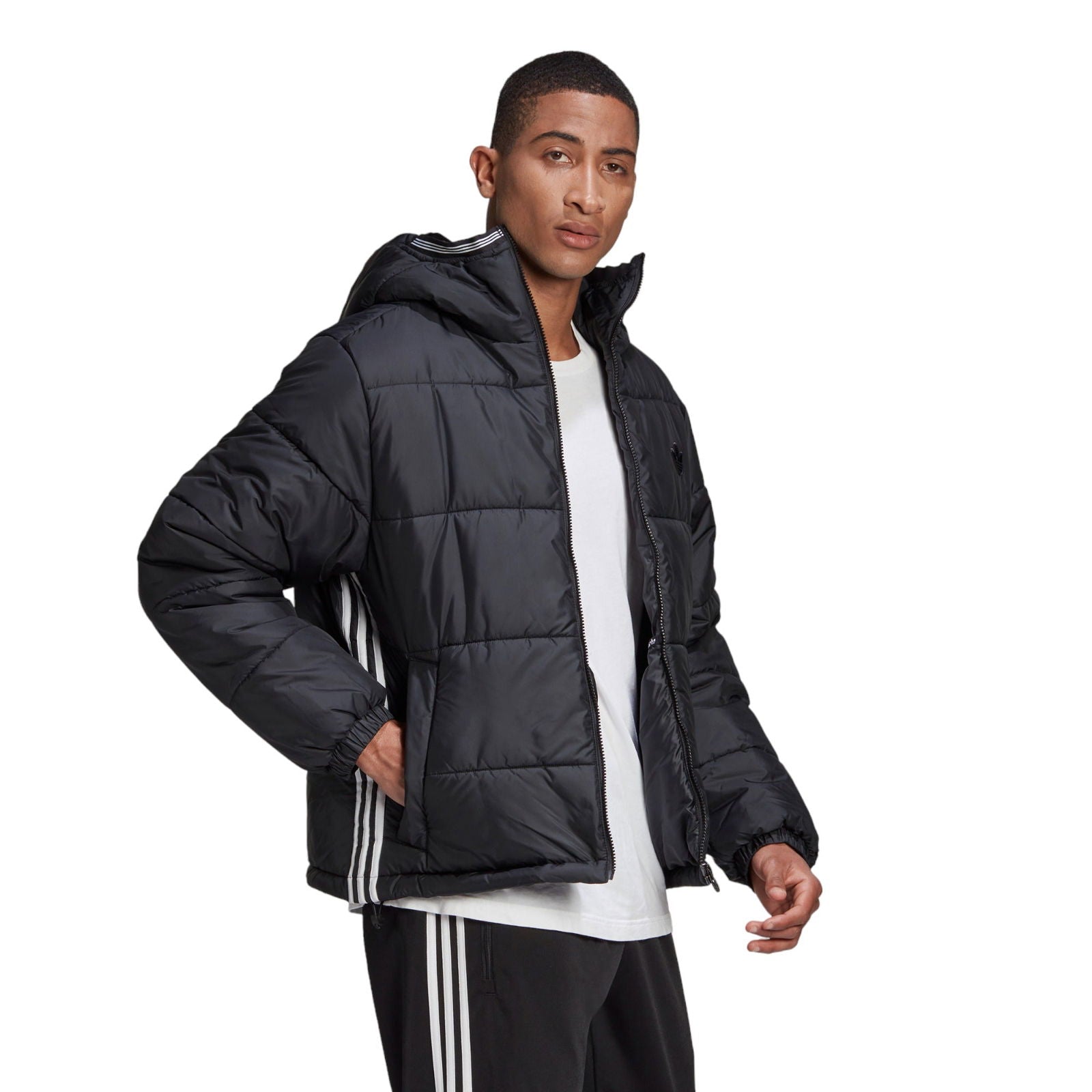 adidas Originals Padded Hooded Puffer Jacket - Black - ViaductClothing -  -  