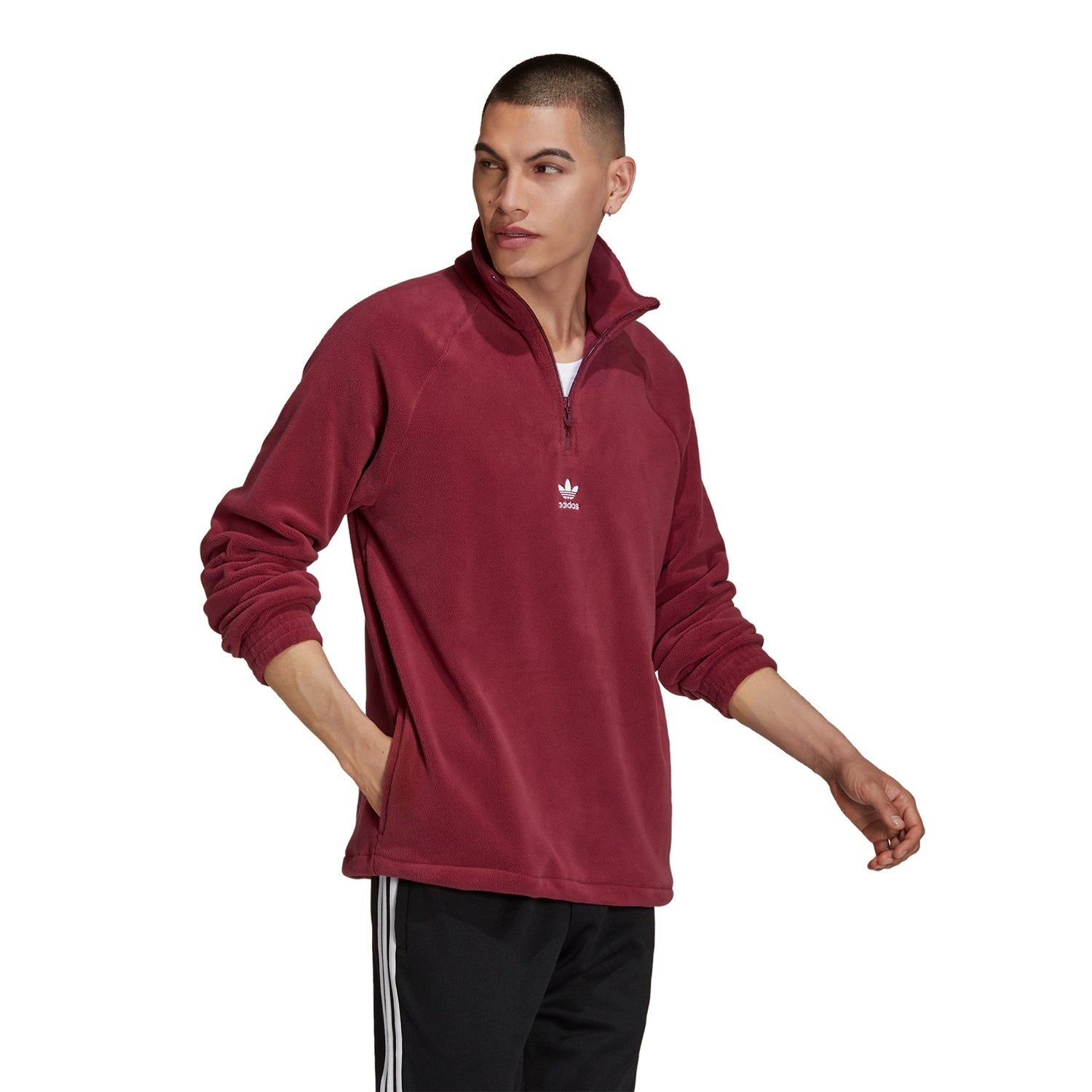 adidas Originals Polar Half Zip Sweatshirt - Burgundy - ViaductClothing -  -  