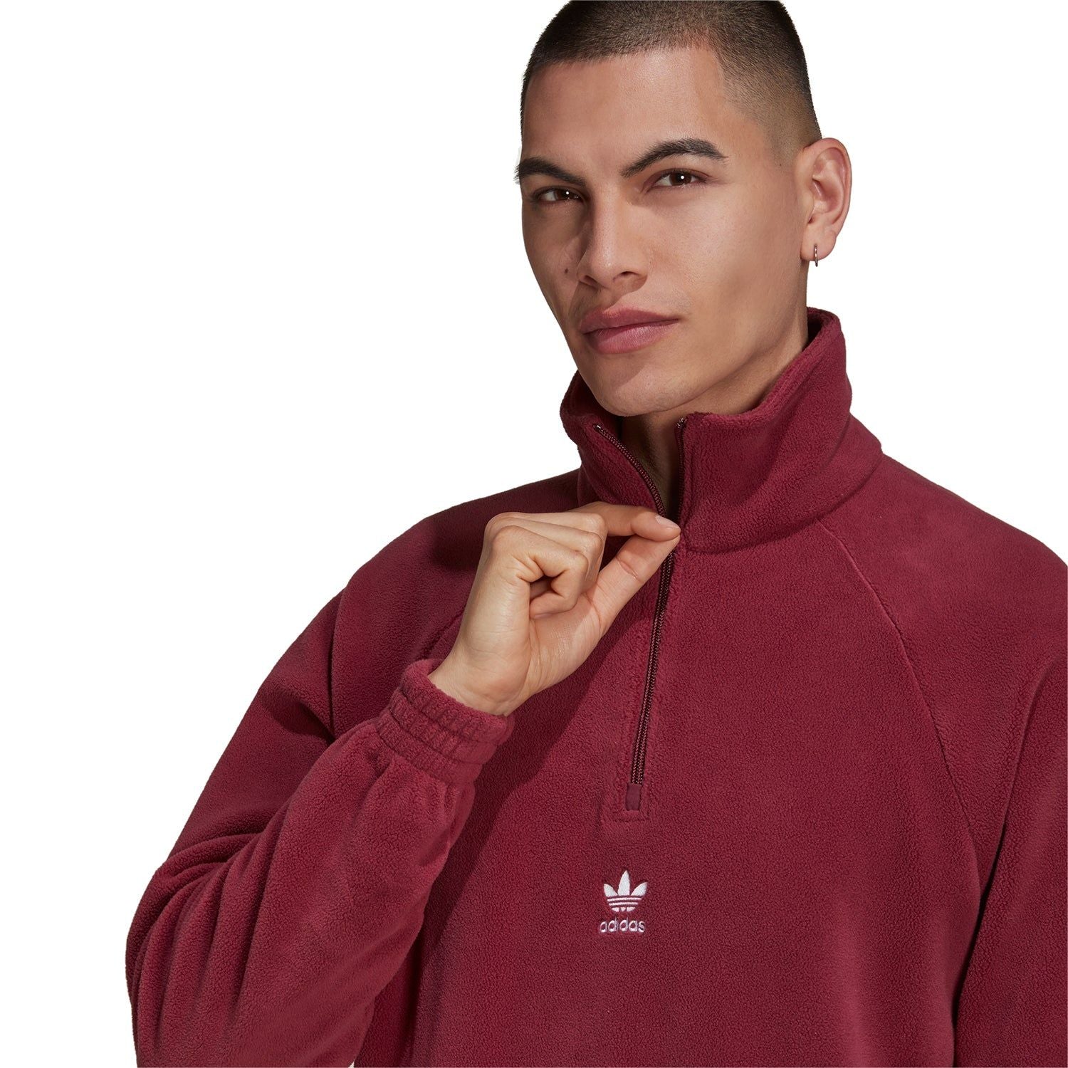 adidas Originals Polar Half Zip Sweatshirt - Burgundy - ViaductClothing -  -  