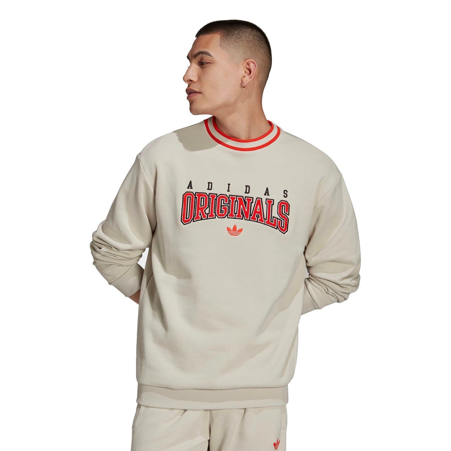 adidas Originals Retro Spellout Script Crew Sweatshirt - Beige - ViaductClothing -  -  