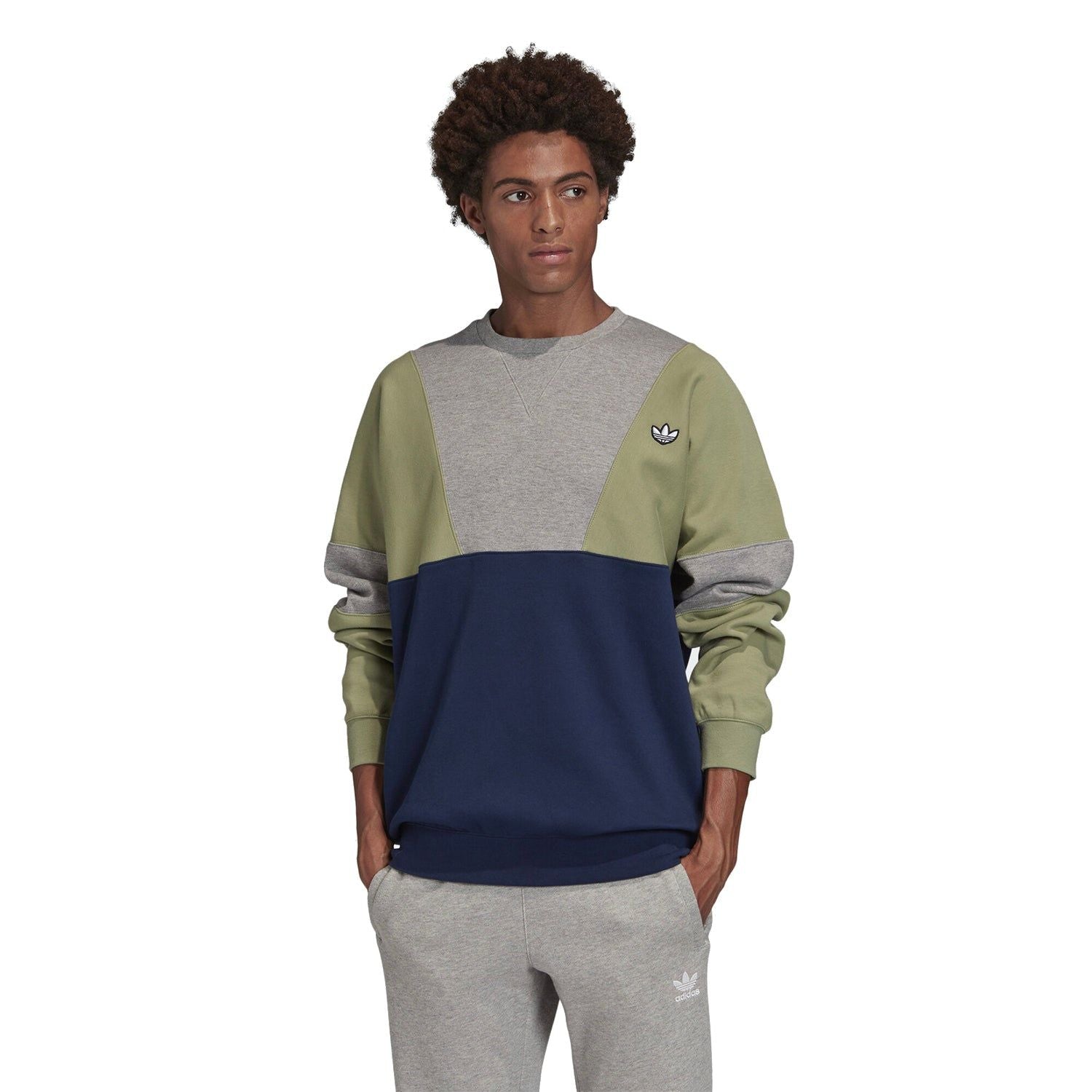 adidas Originals Samstag Crew Sweatshirt - Navy, Grey & Green - ViaductClothing -  -  
