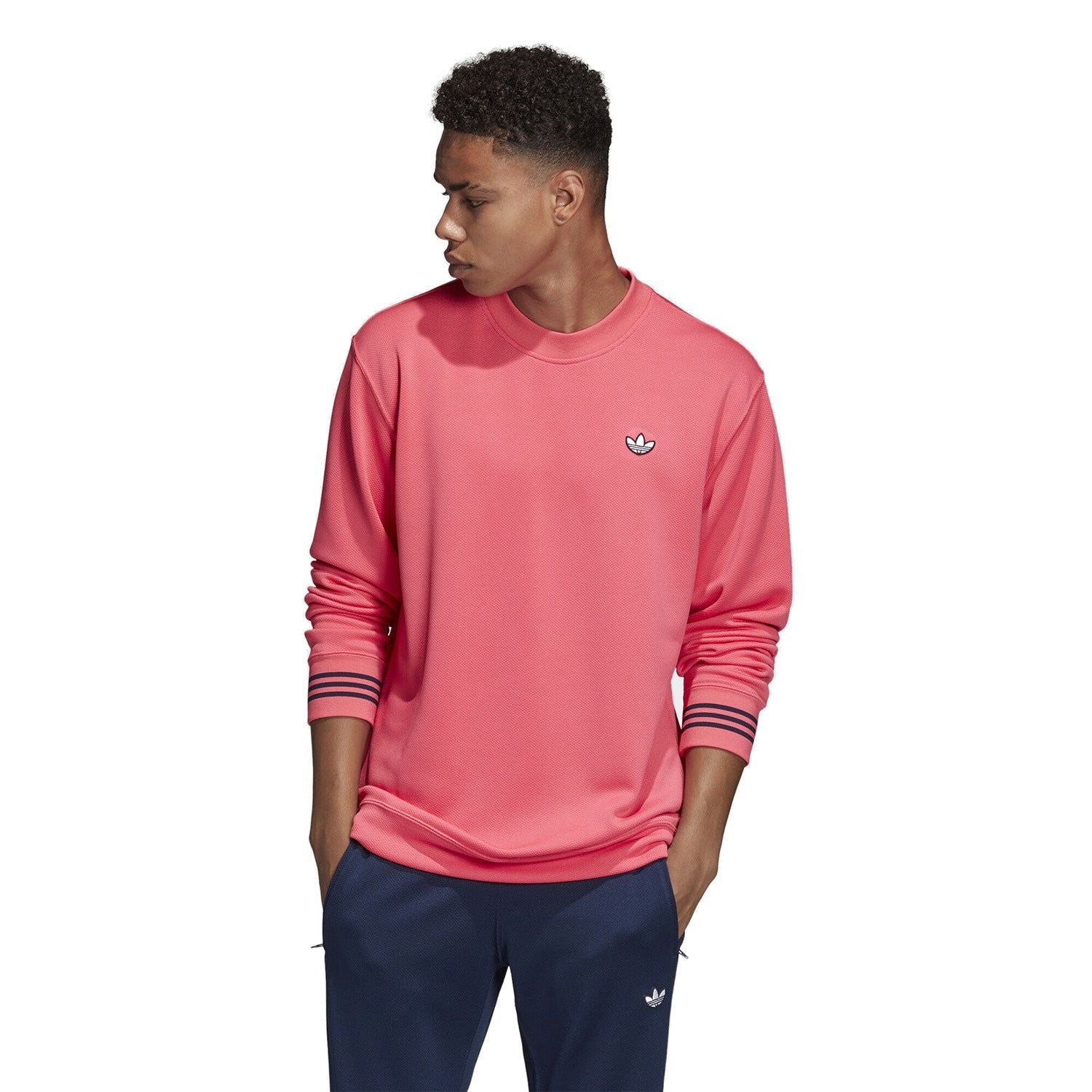 adidas Originals Samstag Pique Crew Sweat - Real Pink - ViaductClothing -  -  