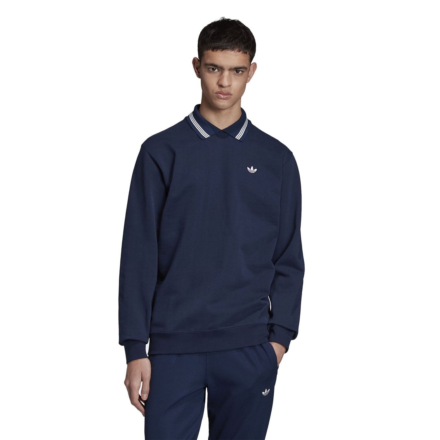 adidas Originals Samstag Polo Sweatshirt - Navy - ViaductClothing -  -  